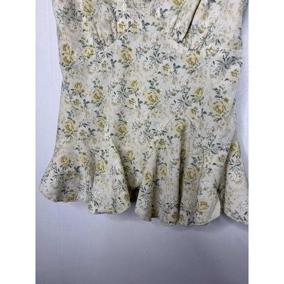 Beverly And Beck Womens Top M Babydoll Lace Trim Peplum Y2K Fitted Ditsy Floral - Picture 4 of 14